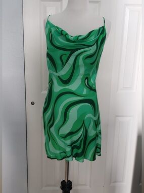 Zara - Green Swirl Slip Dress - Modern Print